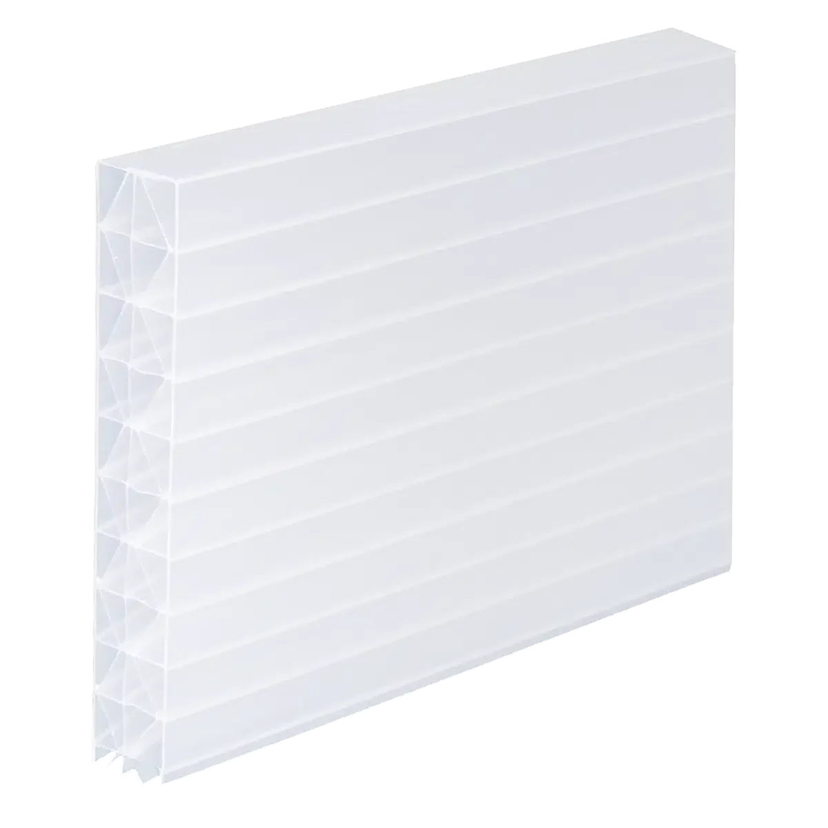 Polycarbonat Doppelstegplatten 16 mm in Opal-Weiß mit Longlife-Behandlung und X-Struktur, ideal für lichtstreuende Überdachungen mit hoher Haltbarkeit